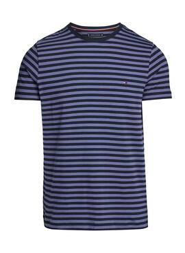 Camiseta Tommy Hilfiger Stretch Slim Listras Azul