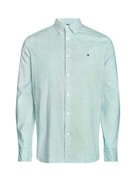 Camisa Tommy Hilfiger Flex Mini Print Verde Homem