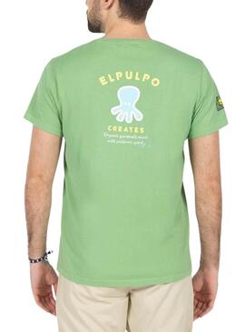Camisa O Polvo Estampado Mensagem Verde Homem