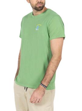 Camisa O Polvo Estampado Mensagem Verde Homem
