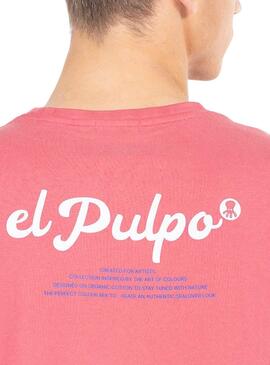 Camiseta O Polvo Estampado Texto Vermelho Rosa