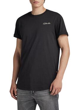 Camiseta G-Star Back Graphic Lash preta para homem.