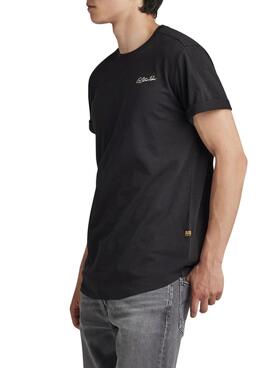 Camiseta G-Star Back Graphic Lash preta para homem.