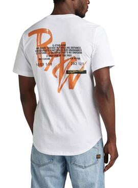 Camiseta G-Star Back Graphic Lash Branca Homem