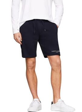 Bermudas Tommy Hilfiger Logo Marinho Para Homens