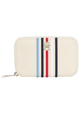 Carteira Tommy Hilfiger Poppy Large listrada bege