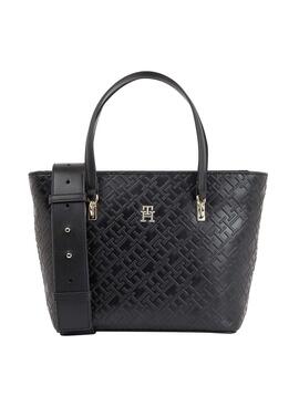 Bolsa Tommy Hilfiger Refined Mini Tote preta para mulher.