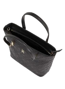 Bolsa Tommy Hilfiger Refined Mini Tote preta para mulher.