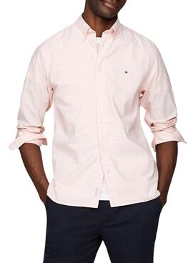 Camisa Tommy Hilfiger 1985 xadrez rosa masculina