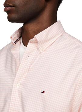 Camisa Tommy Hilfiger 1985 xadrez rosa masculina