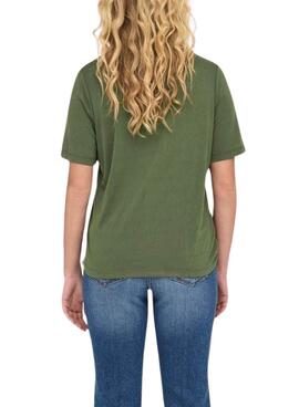 . Camiseta Only Elise Verde Para Mulher