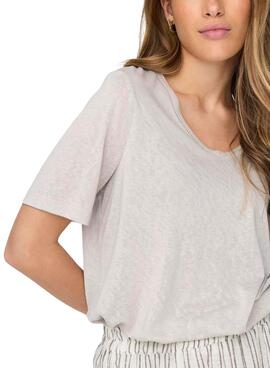 Camiseta Only Elise Beige Para Mulher