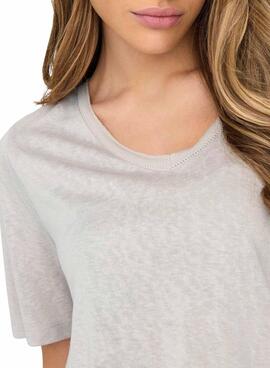 Camiseta Only Elise Beige Para Mulher