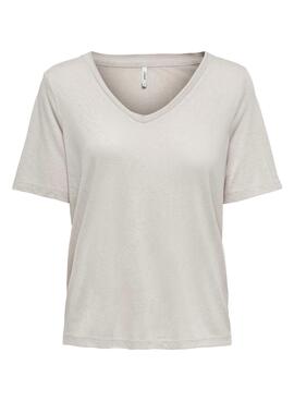 Camiseta Only Elise Beige Para Mulher