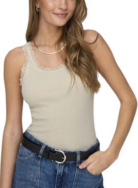 Camiseta Only Sharai Beige Para Mulher