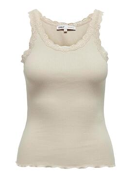 Camiseta Only Sharai Beige Para Mulher