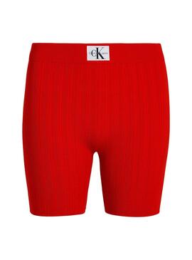 Calças justas Calvin Klein Woven Label vermelhas para mulher.