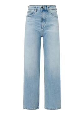 Calças Pepe Jeans Wide Leg em Denim Claro