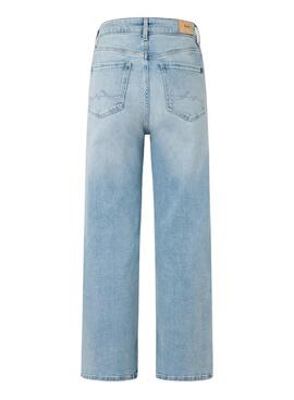 Calças Pepe Jeans Wide Leg em Denim Claro