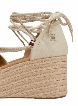 Sandálias Tommy Hilfiger Closed Linen Bege Mulher.