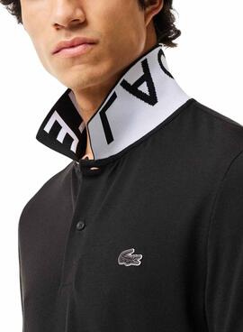 Polo Lacoste Movement Gola Jacquard Preto Homem