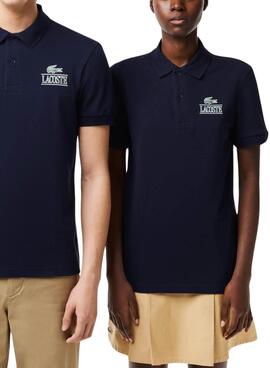 Camisa Lacoste Unissex Piqué Estampada 3D Branca