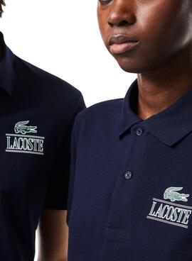 Camisa Lacoste Unissex Piqué Estampada 3D Branca