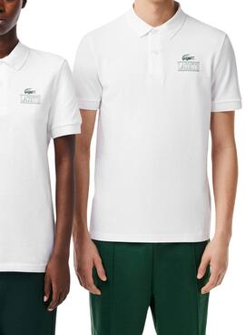 Polo Lacoste Unissex Piqué Estampado 3D Branca