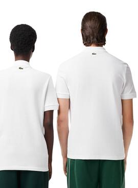 Polo Lacoste Unissex Piqué Estampado 3D Branca