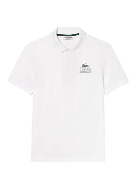 Polo Lacoste Unissex Piqué Estampado 3D Branca