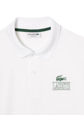 Polo Lacoste Unissex Piqué Estampado 3D Branca