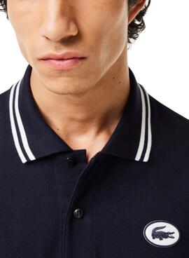 Polo Lacoste L1212 Insignia Marinha para Homem