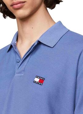 Polo Tommy Jeans Reg Badge Azul para Homens