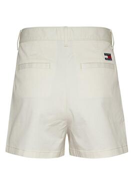 Shorts Tommy Jeans Claire Beige para Mulher.