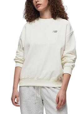 Moletom New Balance Crew Branco para Mulher