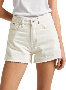 Shorts Pepe Jeans A-Line Branco para Mulher.