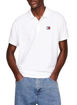 Polo Tommy Jeans Badge Regular Branca para Homens