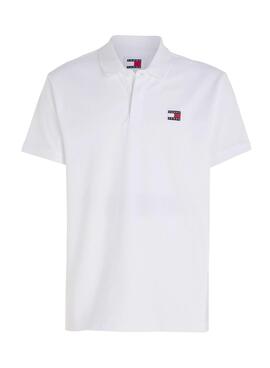 Polo Tommy Jeans Badge Regular Branca para Homens