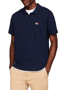 Polo Tommy Jeans Badge Regular Marinha para Homens