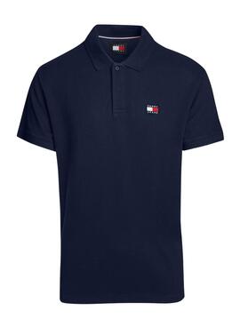 Polo Tommy Jeans Badge Regular Marinha para Homens