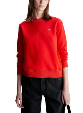 Moletom Calvin Klein Embro Badge Vermelho Para Mulher