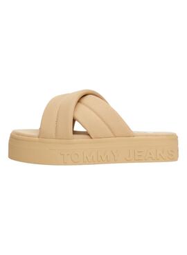 Sandálias Tommy Jeans Letter Beige para Mulher.