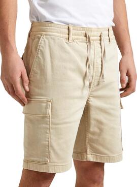 Bermuda Pepe Jeans Cargo Bege Para Homens