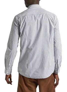 Camisa Pepe Jeans Pigdon Listrada Cinza Para Homem