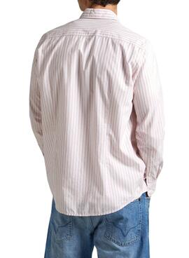 Camisa Pepe Jeans Pigdon Listrada Rosa para Homem