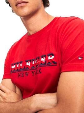T-Shirt Tommy Hilfiger Strike Through De Vermelho