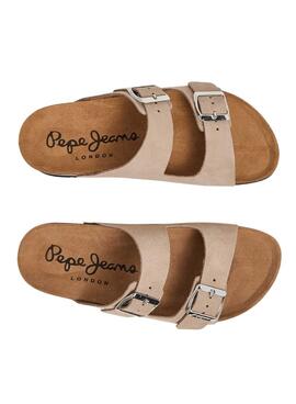 Sandálias Pepe Jeans Oban Suede Beige para Mulher.