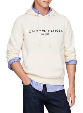 Moletom com capuz Tommy Hilfiger Logo Bege Masculino