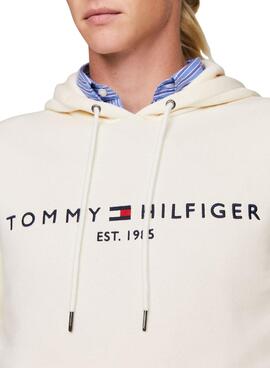 Moletom com capuz Tommy Hilfiger Logo Bege Masculino