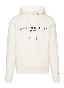 Moletom com capuz Tommy Hilfiger Logo Bege Masculino